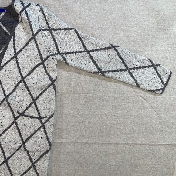 Apt. 9 | Long White Lattice Patterned Longline Cardigan | Medium - Picture 4 of 9